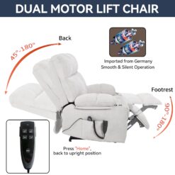 Boyel Living Beige Dual Motor Infinite Position Up to 350 LBS Chenille Power Lift Recliner Chair with Dual Cup Holders