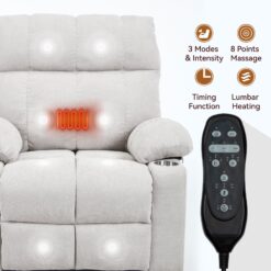 Boyel Living Beige Dual Motor Infinite Position Up to 350 LBS Chenille Power Lift Recliner Chair with Dual Cup Holders