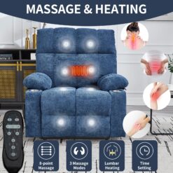 Boyel Living Blue Dual Motor Infinite Position Up to 350 LBS Chenille Power Lift Recliner Chair with Dual Cup Holders