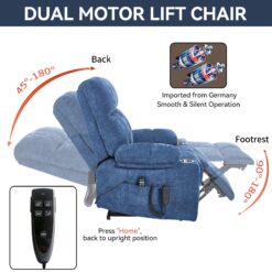 Boyel Living Blue Dual Motor Infinite Position Up to 350 LBS Chenille Power Lift Recliner Chair with Dual Cup Holders