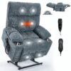 Boyel Living Gray Dual Motor Infinite Position Up to 350 LBS Chenille Power Lift Recliner Chair with Dual Cup Holders
