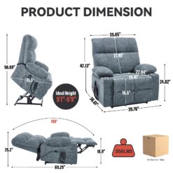 Boyel Living Gray Dual Motor Infinite Position Up to 350 LBS Chenille Power Lift Recliner Chair with Dual Cup Holders