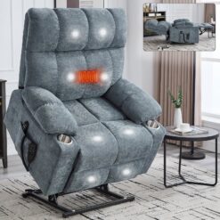 Boyel Living Gray Dual Motor Infinite Position Up to 350 LBS Chenille Power Lift Recliner Chair with Dual Cup Holders