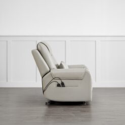 Circle 55 Gray Leather Upholstered Powered Reclining Stationary with Lift Assistance