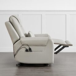 Circle 55 Gray Leather Upholstered Powered Reclining Stationary with Lift Assistance