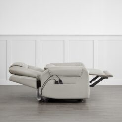 Circle 55 Gray Leather Upholstered Powered Reclining Stationary with Lift Assistance