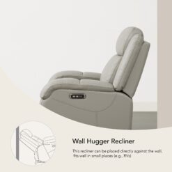 Circle 55 Grey Leather Upholstered Powered Reclining Stationary Infinite-position