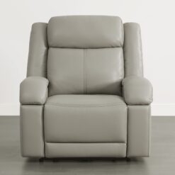 Circle 55 Grey Leather Upholstered Powered Reclining Stationary Infinite-position