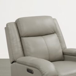 Circle 55 Grey Leather Upholstered Powered Reclining Stationary Infinite-position