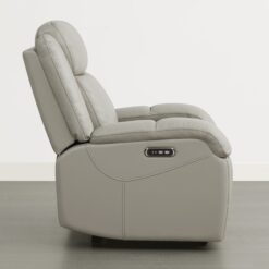 Circle 55 Grey Leather Upholstered Powered Reclining Stationary Infinite-position