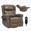 Bayfeve Brown Gray Genuine Leather Leather Upholstered Swivel rocker 3-position