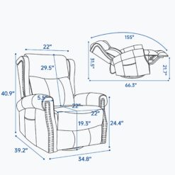 Bayfeve Brown Gray Genuine Leather Leather Upholstered Swivel rocker 3-position