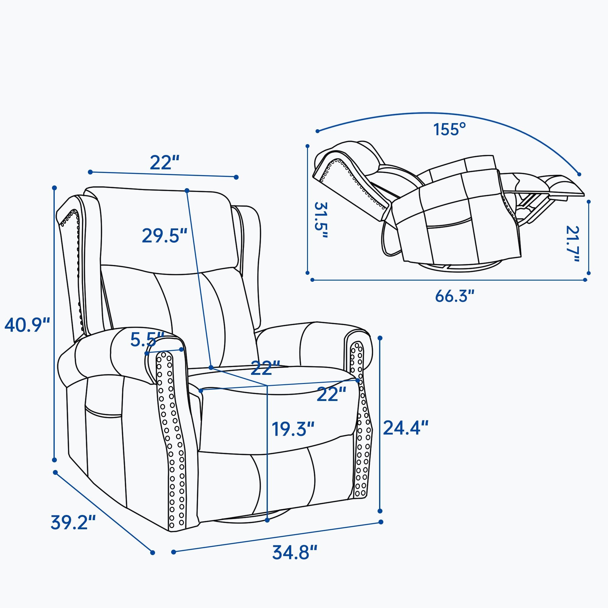 Bayfeve Brown Gray Genuine Leather Leather Upholstered Swivel rocker 3-position