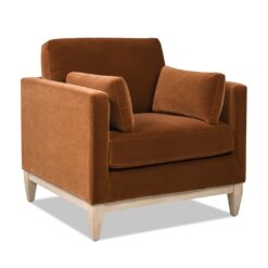 Jennifer Taylor Home 36 W Modern Burnt Orange Velvet Accent Armchair