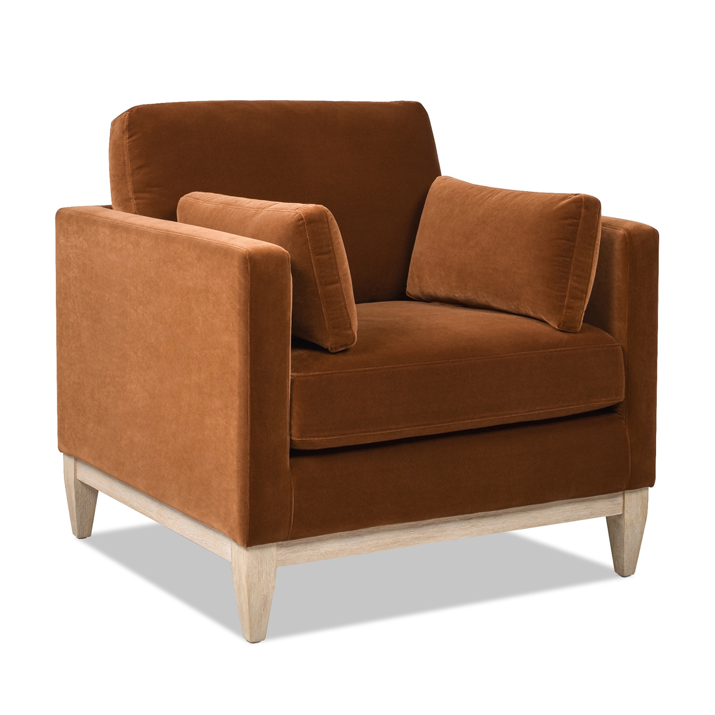 Jennifer Taylor Home 36 W Modern Burnt Orange Velvet Accent Armchair