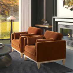 Jennifer Taylor Home 36 W Modern Burnt Orange Velvet Accent Armchair