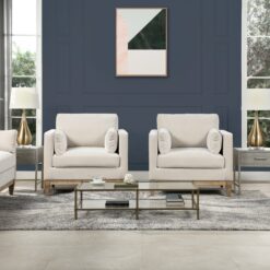 Jennifer Taylor Home Knox 36-in W Farmhouse French Beige Velvet Accent Armchair