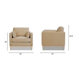 Jennifer Taylor Home Knox 36-in W Farmhouse Fawn Brown Velvet Accent Armchair