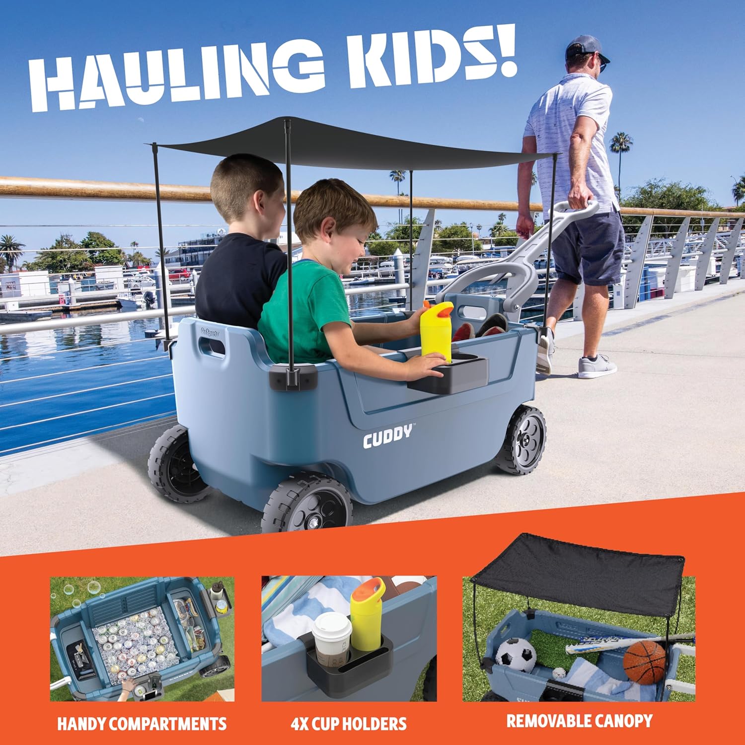 CUDDY Wagon Cooler – Premium Family Wagon and Gear Hauler with Built in 40 QT Cooler, Storage and Cup Holders