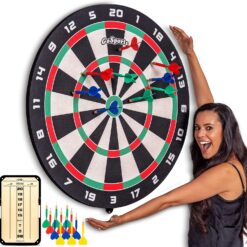 GoSports Giant 3 ft or 4 ft Cork Dartboards - Includes 12 Giant Darts and Scoreboard - New Fun Twist on Darts