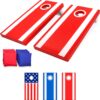 GoSports 4 x 2 ft All Weather Cornhole Boards - American Flag, Red, or Blue - Game Set Includes 8 Bean Bags & Rules