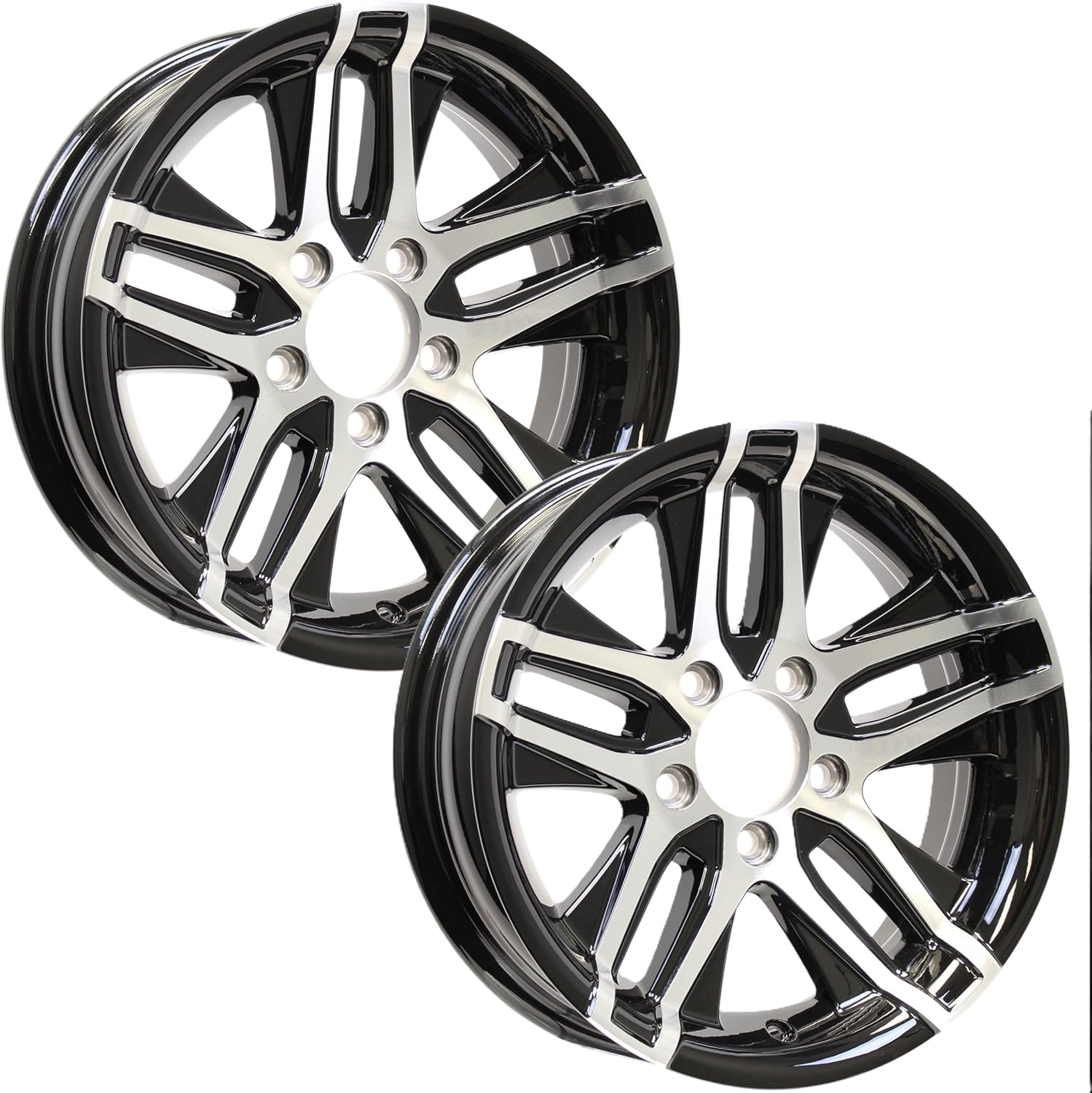 eCustomrim 2-Pack Aluminum Trailer Wheels 14X5.5 14 Inch 5 Lug 4.5 Center Altitude Black Rim 3.19 Center Bore