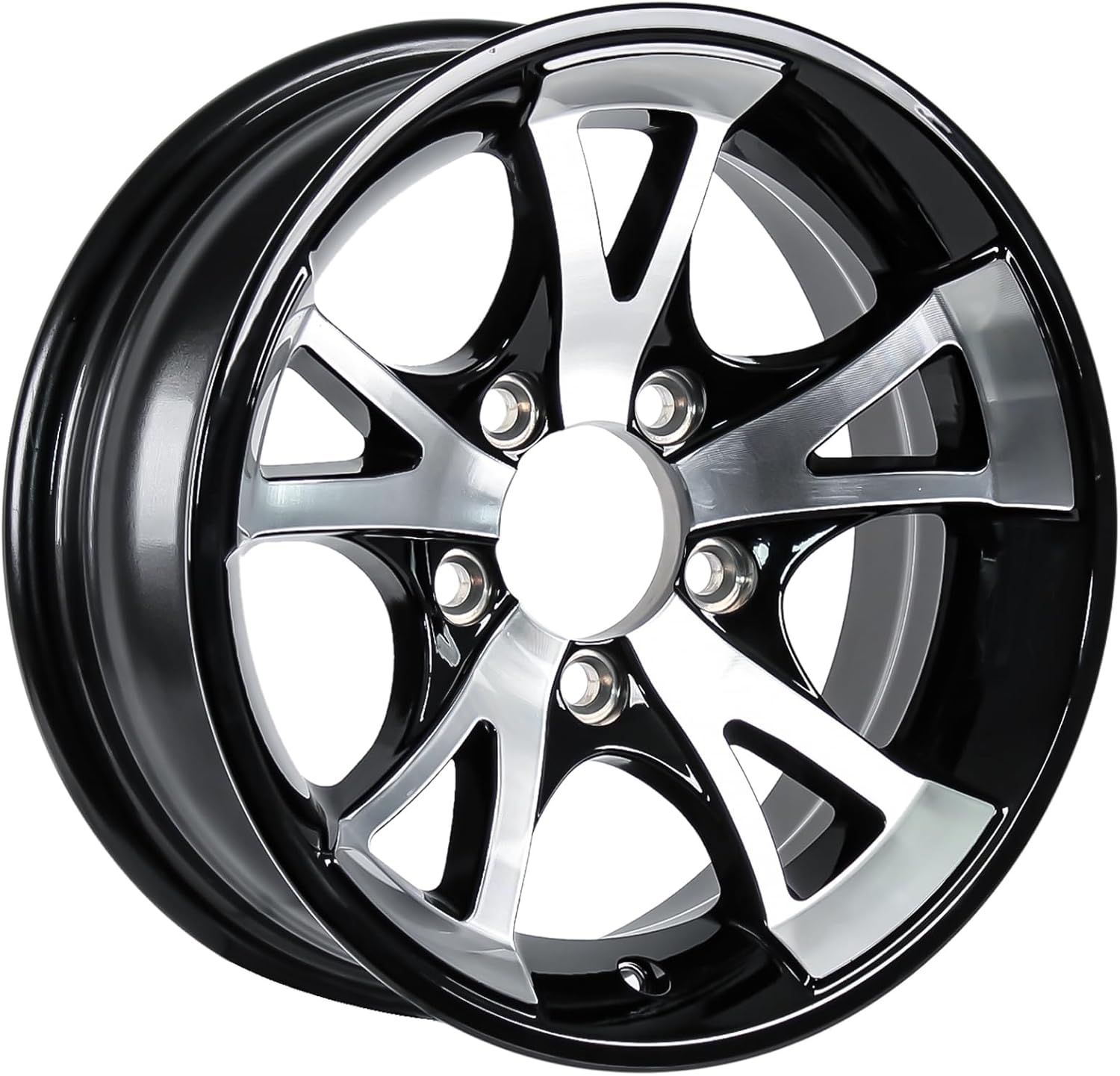 eCustomrim Aluminum Trailer Wheel 13X5 13 Inch 5 Lug 4.5 Center A1411 Black Rim, Durable Utility Trailer Wheel for Towing Applications