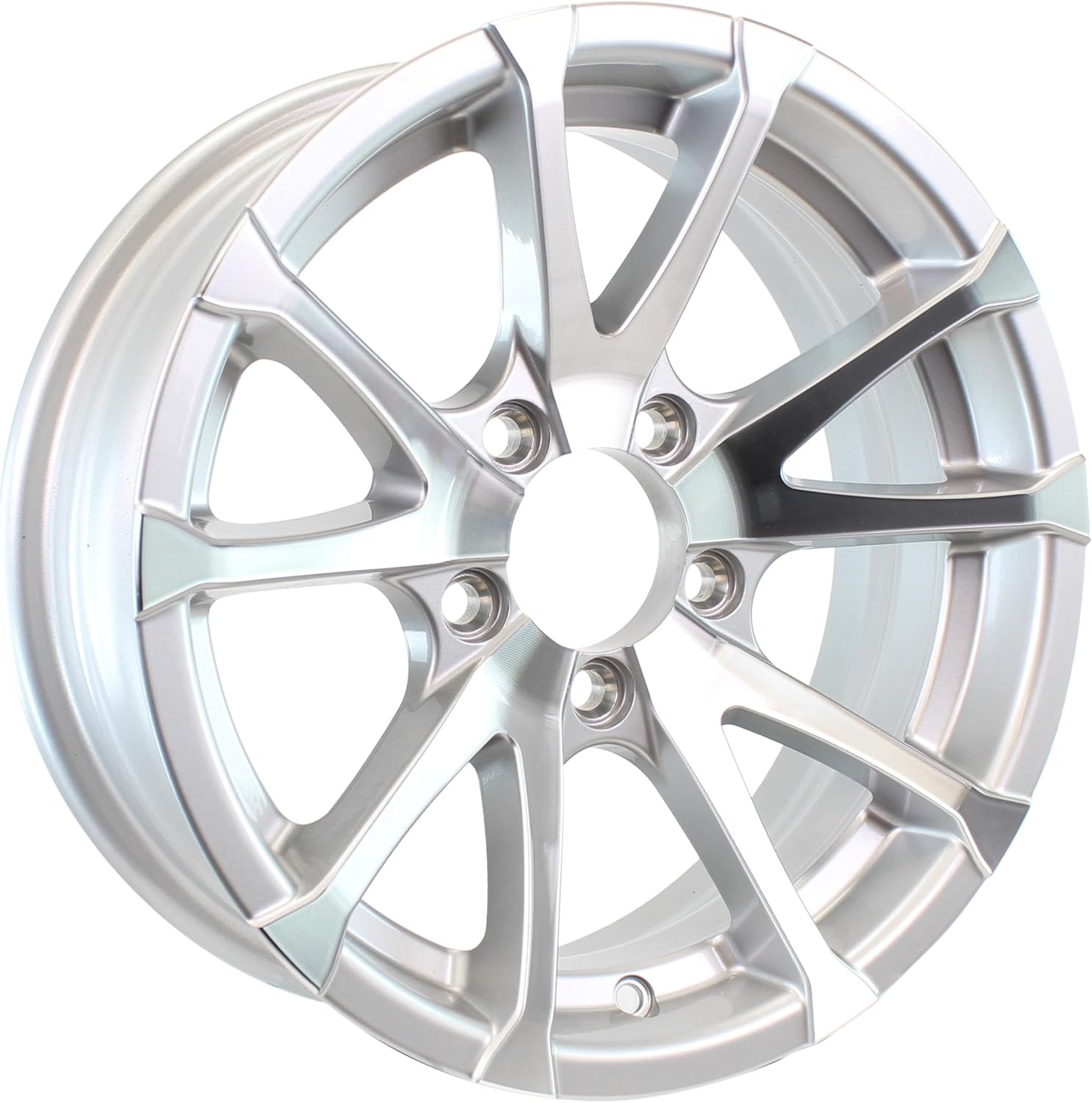 eCustomrim Aluminum Trailer Wheel 14X5.5 14 Inch Avalanche Style 5 Lug On 4.5 Inch Center Rim 3.19 Center Bore
