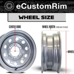 eCustomrim Aluminum Trailer Wheel 15X6 15 Inch A1411 Silver Grey 6 Lug On 5.5 Inch Center Rim, Durable Utility Trailer Wheel for Towing Applications