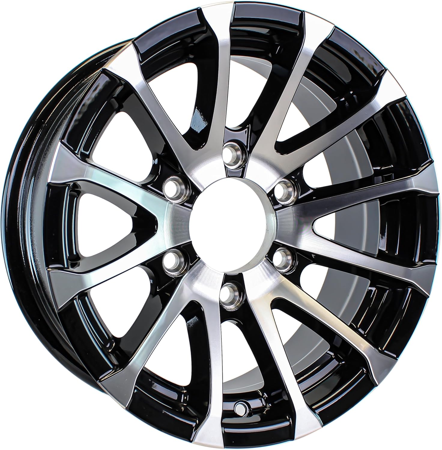 eCustomrim Aluminum Boat Camper Trailer Rim Wheel 6 Lug 15 Inch Avalanche V-Spoke Black, Durable Utility Trailer Wheel for Towing Applications