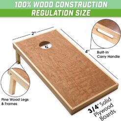 GoSports 4 ft x 2 ft Commercial Grade Cornhole Boards Set - Natural Wood Cornhole Boards, Choose from Different Bean Bag Color Combinations