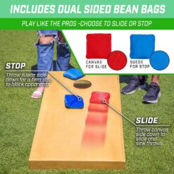 GoSports Premium 4 ft x 2 ft Regulation Competition-Ready Cornhole Board Set - Thick Wooden Board with Stop and Slide Bags - Complete Set for Yard Games, Backyard Outdoor Party Events