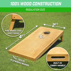 GoSports Premium 4 ft x 2 ft Regulation Competition-Ready Cornhole Board Set - Thick Wooden Board with Stop and Slide Bags - Complete Set for Yard Games, Backyard Outdoor Party Events