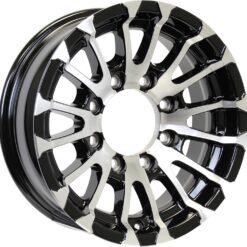 eCustomrim Aluminum Trailer Wheel 16X6 16 Inch 8 Lug 6.5 Center Avalanche Machined Black Rim