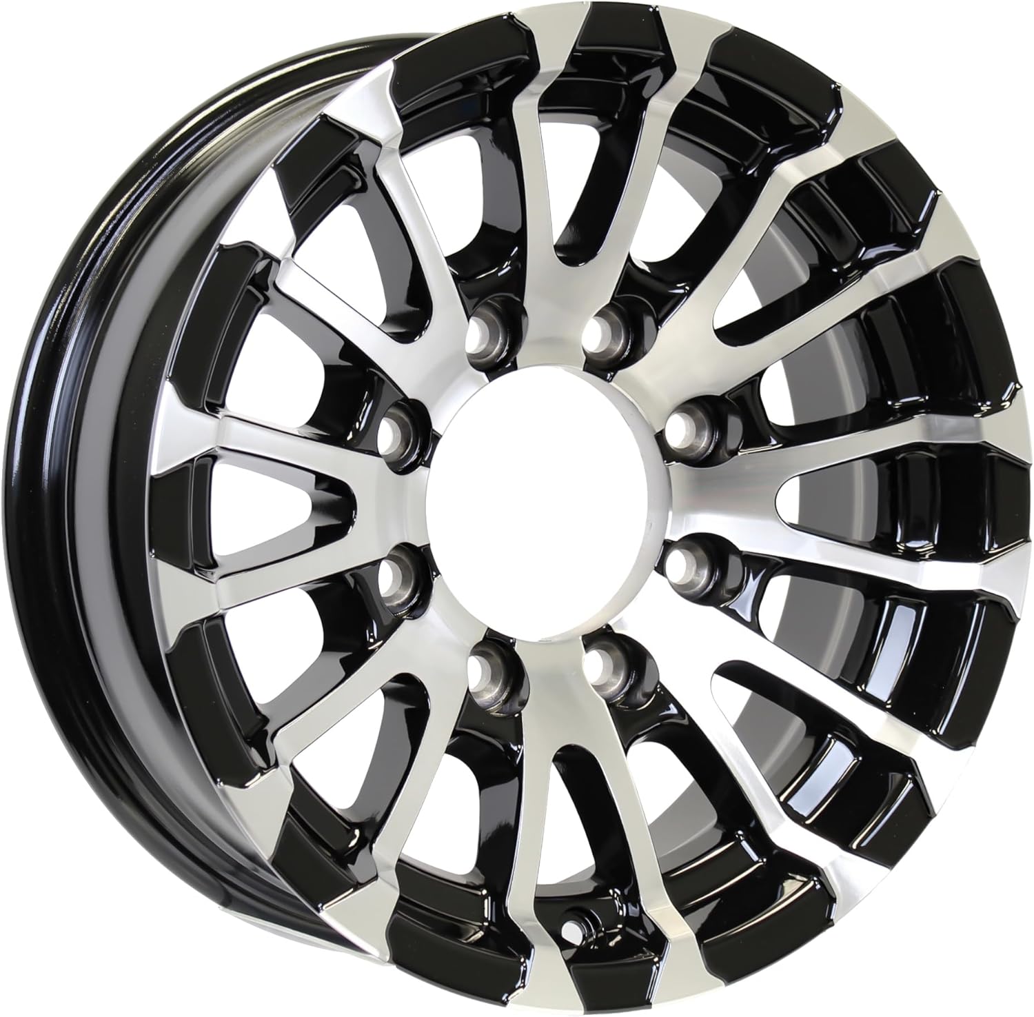 eCustomrim Aluminum Trailer Wheel 16X6 16 Inch 8 Lug 6.5 Center Avalanche Machined Black Rim