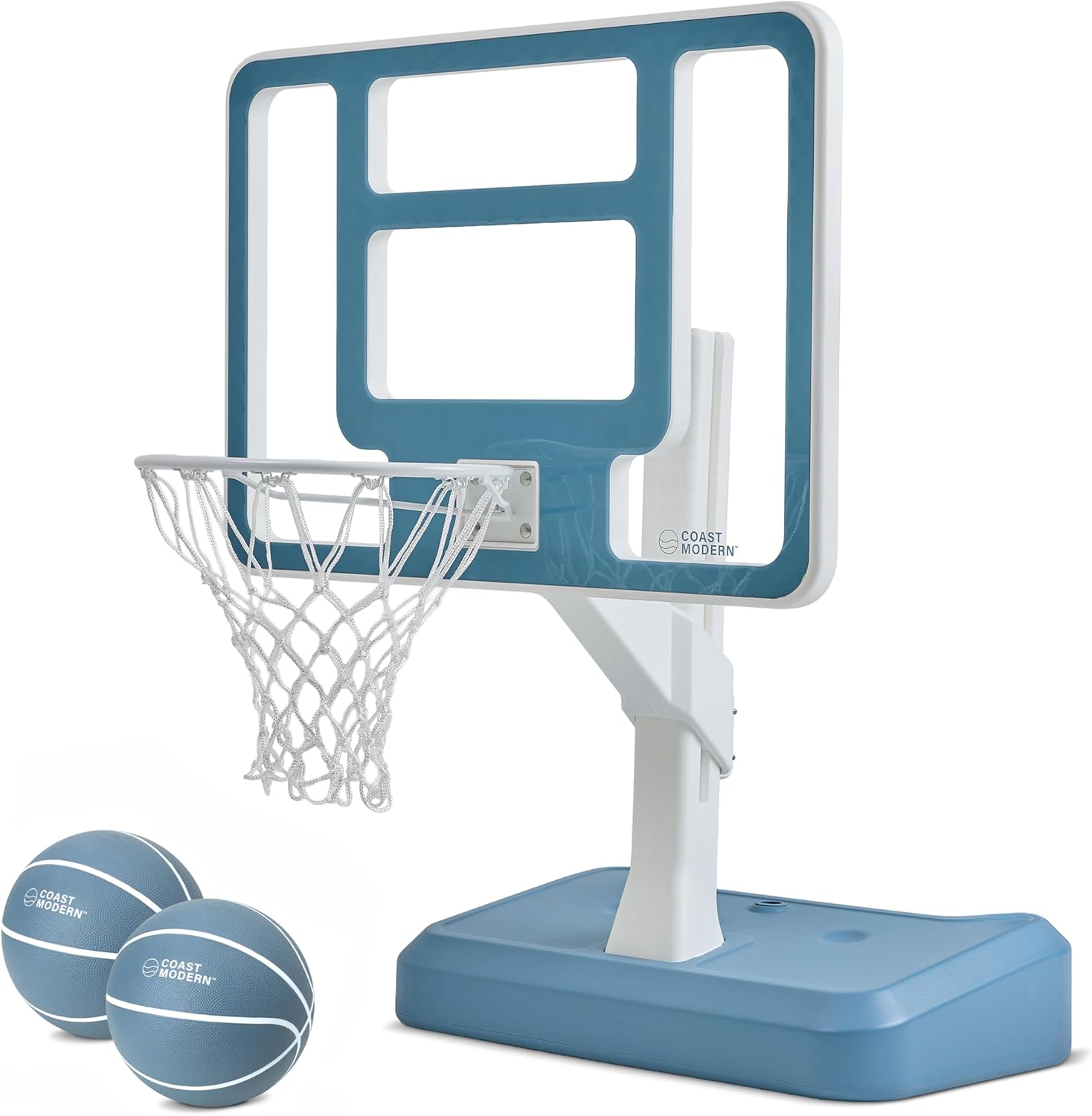 Coast Modern Pool Basketball Hoop with Adjustable Height - Poolside Basketball Hoop with Weighted Base, Premium Acrylic Backboard, & 18" Steel Rim
