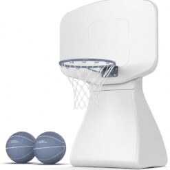 GoSports Coast Modern Poolside Basketball Hoop with Wheels - Premium Outdoor Pool Basketball Hoop with 2 Swimming Pool Basketballs and Ball Pump, White