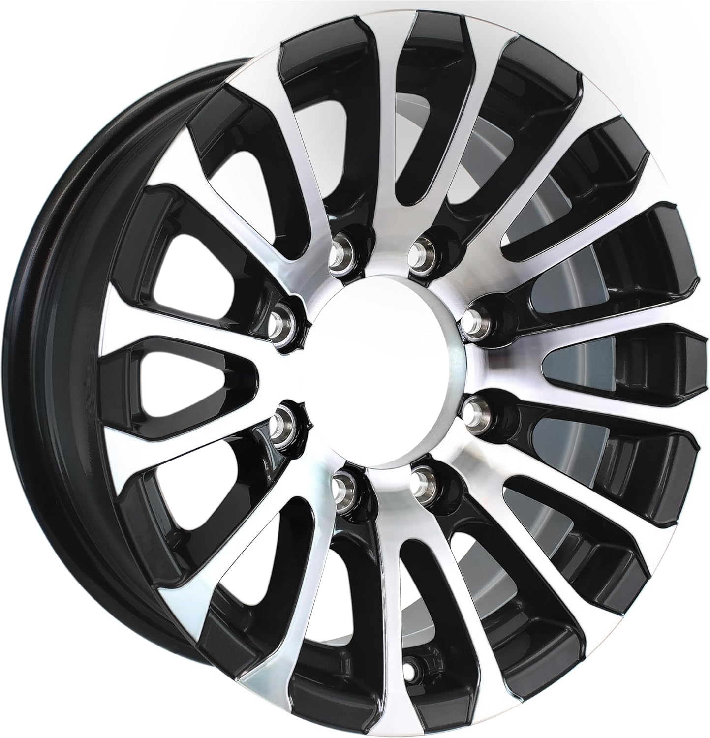 eCustomrim Aluminum Trailer Wheel 16X6 16 Inch Avalanche Style 8 Lug On 6.5 Inch Center Rim 4.90 Center Bore