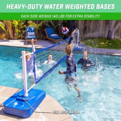 GoSports Splash Net Elite Pool Volleyball Game with Water Weighted Bases - Adjustable Net for Inground Pools