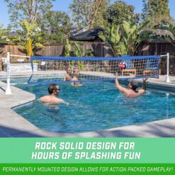GoSports Deck-Mounted Splash Net Elite Inground Pool Volleyball Game - Permanent Deck Mounted for Inground Pools