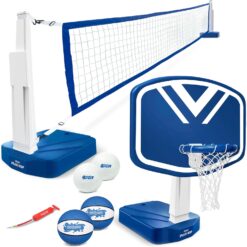 GoSports Splash Hoop 2-in-1 Pool Basketball Hoop & Volleyball Net Game Set