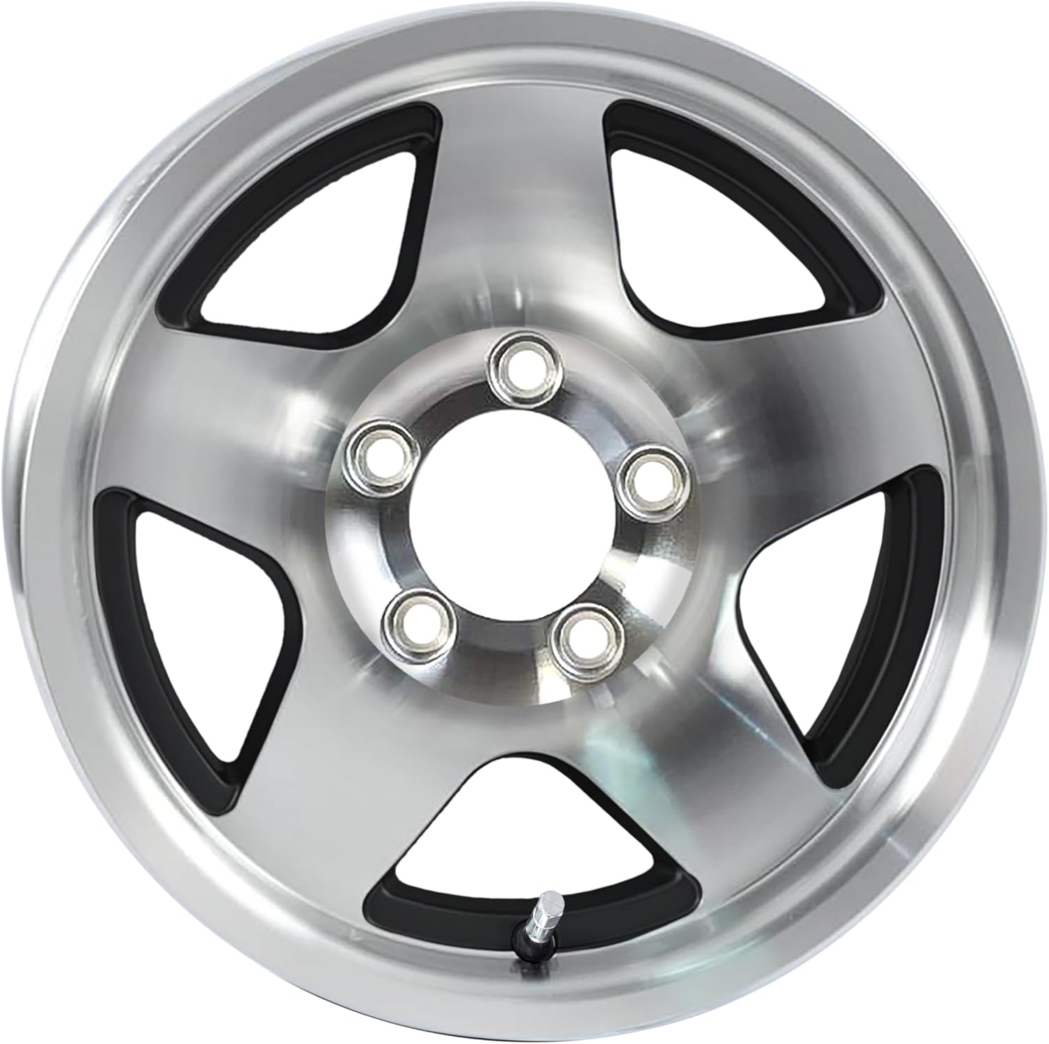 eCustomrim Aluminum Trailer Wheel 14X6 14 Inch Black Star Style 5 Lug On 4.5 Inch Center Rim 2200 lbs. 3.19 Center Bore