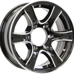 eCustomrim Aluminum Trailer Wheel 15X6 15 Inch Thoroughbred Black 6 Lug On 5.5 Inch Center Rim