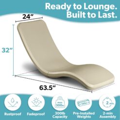 GoSports Coast Modern in Pool Lounge Chair - Waterproof & Weighted Chaise Lounger - Outdoor Pool Furniture for Patio or in Baja Shelf - Sand