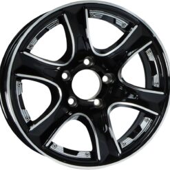eCustomrim Aluminum Trailer Wheel 14X5.5 5 Lug 4.5 Center Thoroughbred Black Chrome Accent Rim