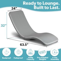 GoSports Coast Modern in Pool Lounge Chair - Waterproof & Weighted Chaise Lounger - Outdoor Pool Furniture for Patio or in Baja Shelf - Gray