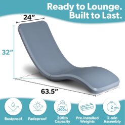 GoSports Coast Modern in Pool Lounge Chair - Waterproof & Weighted Chaise Lounger - Outdoor Pool Furniture for Patio or in Baja Shelf - Stone Blue