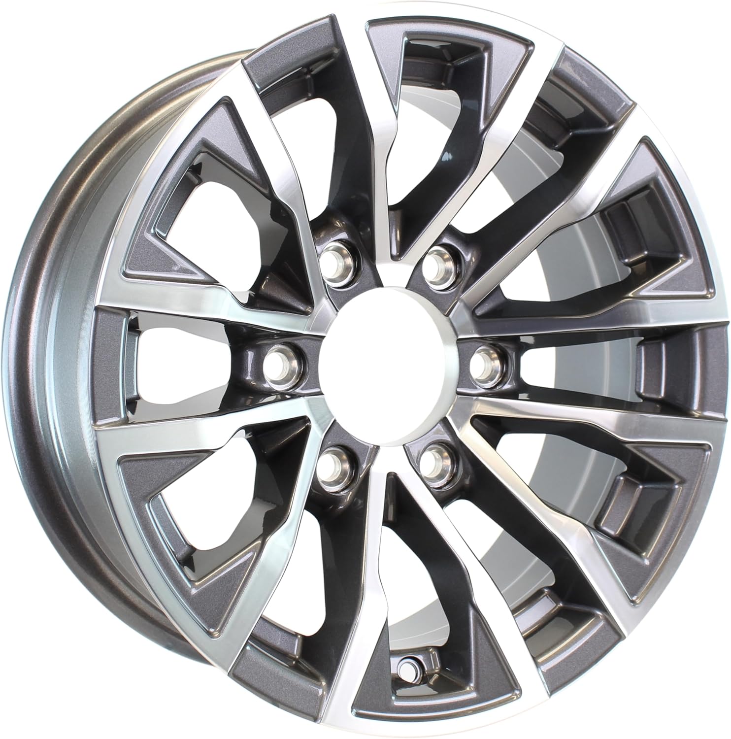 eCustomrim Aluminum Trailer Wheel 16X6 16 Inch 6 Lug 5.5 Center Edge Gun Metal Rim 3.75 Center Bore