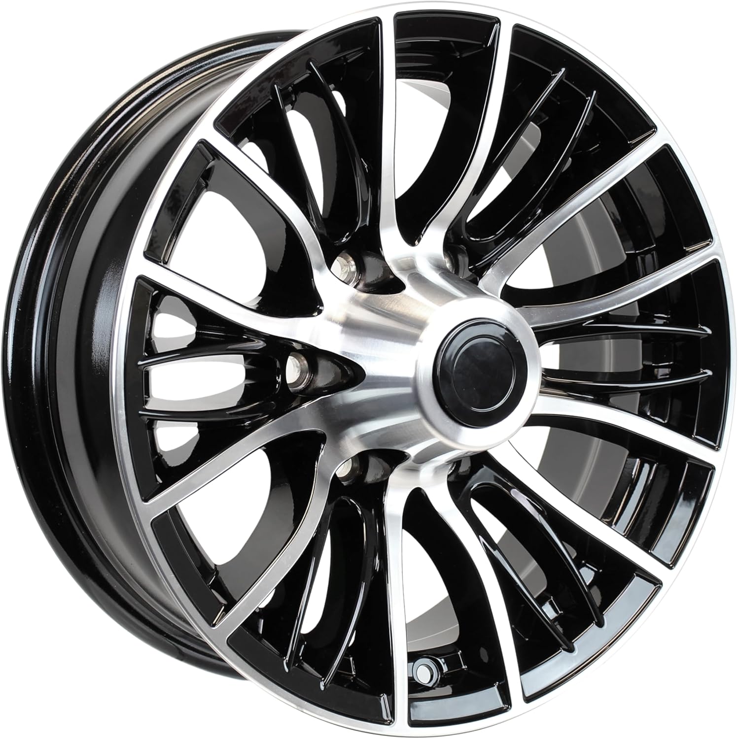 eCustomrim Aluminum Trailer Wheel 15X6 15 Inch Evolution Black 6 Lug On 5.5 Inch Center Rim