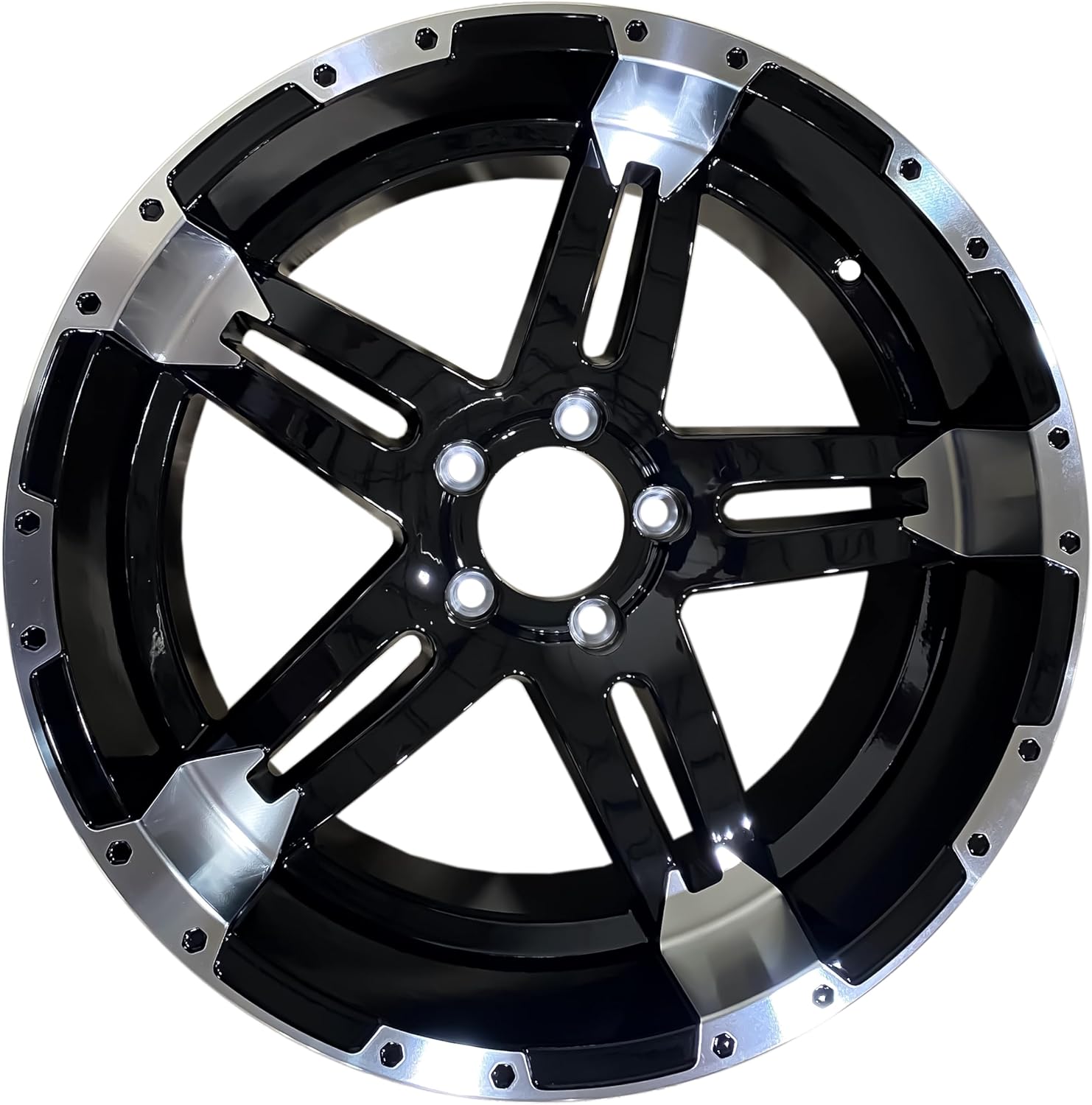 eCustomrim 18x9 Trailer Wheel Gloss Black Turismo Machined Face 5 Lug On 4.5 Center 18x9 Rim